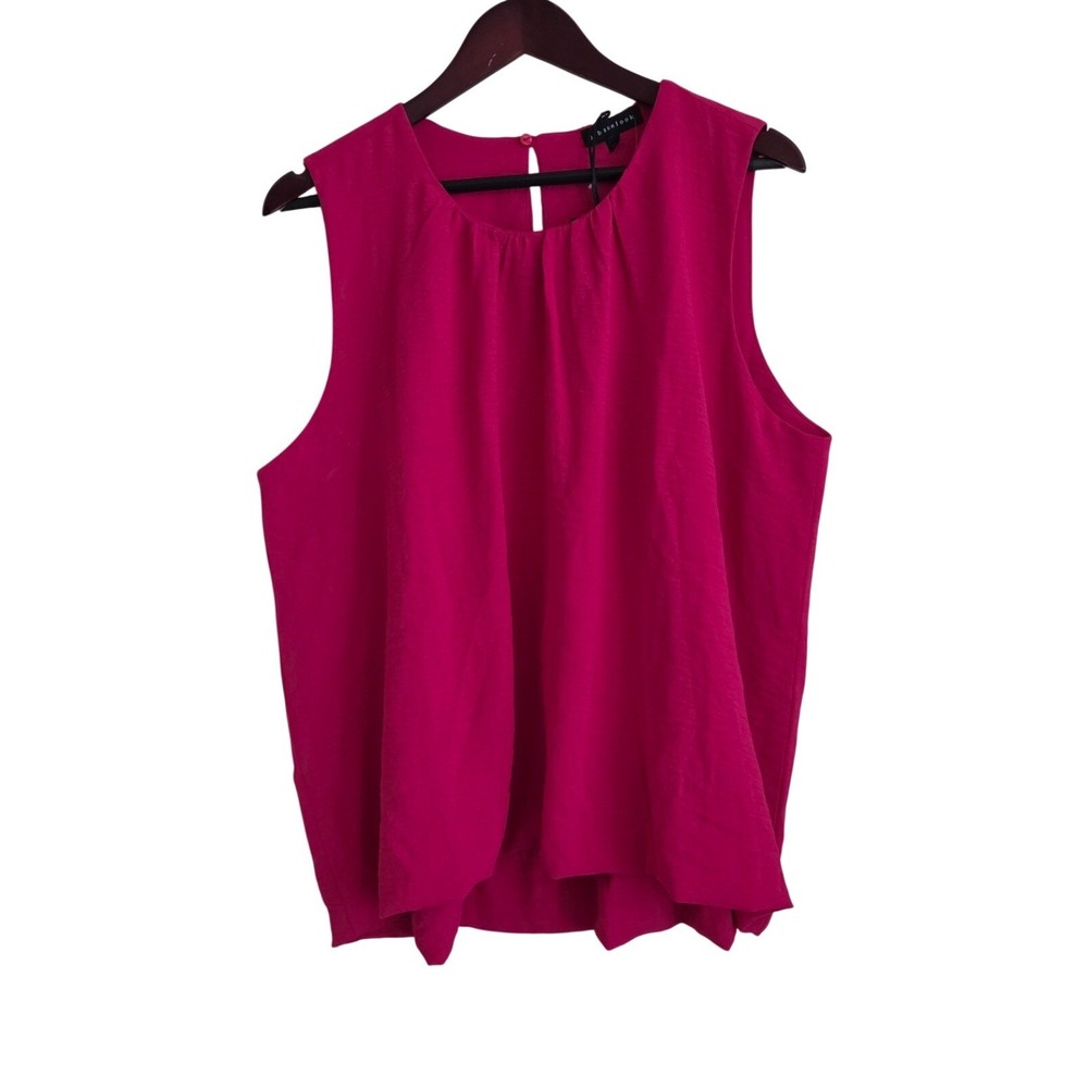 Gibsonlook Sleeveless Bubble Hem Blouse XL Fuchsia Pink NWT Feminine Barbiecore
